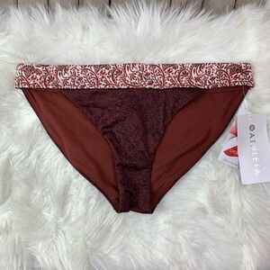 𝅺athleta Aqualuxe Batik Mid Rise Bikini Bottom Medium
